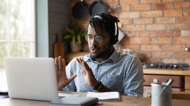 man working from home