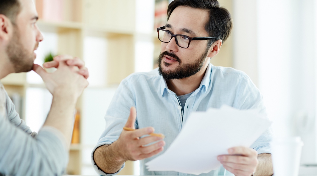 manager talking with worker