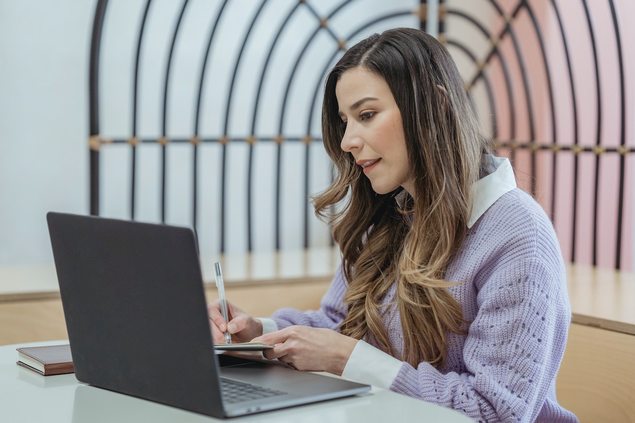 employee at laptop